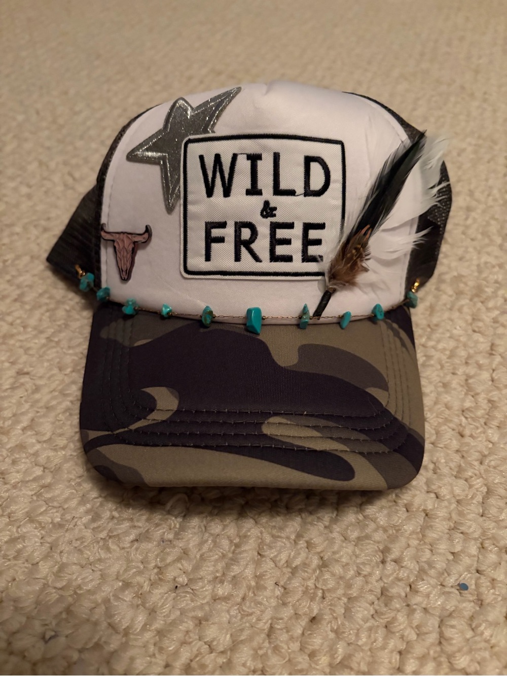 Wild & Free womens Trucker Hat - White & Camouflage